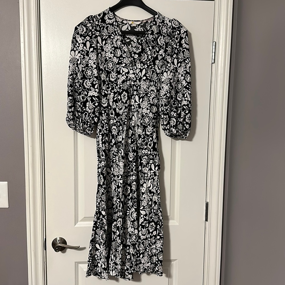 Boden Black and White Floral Dress